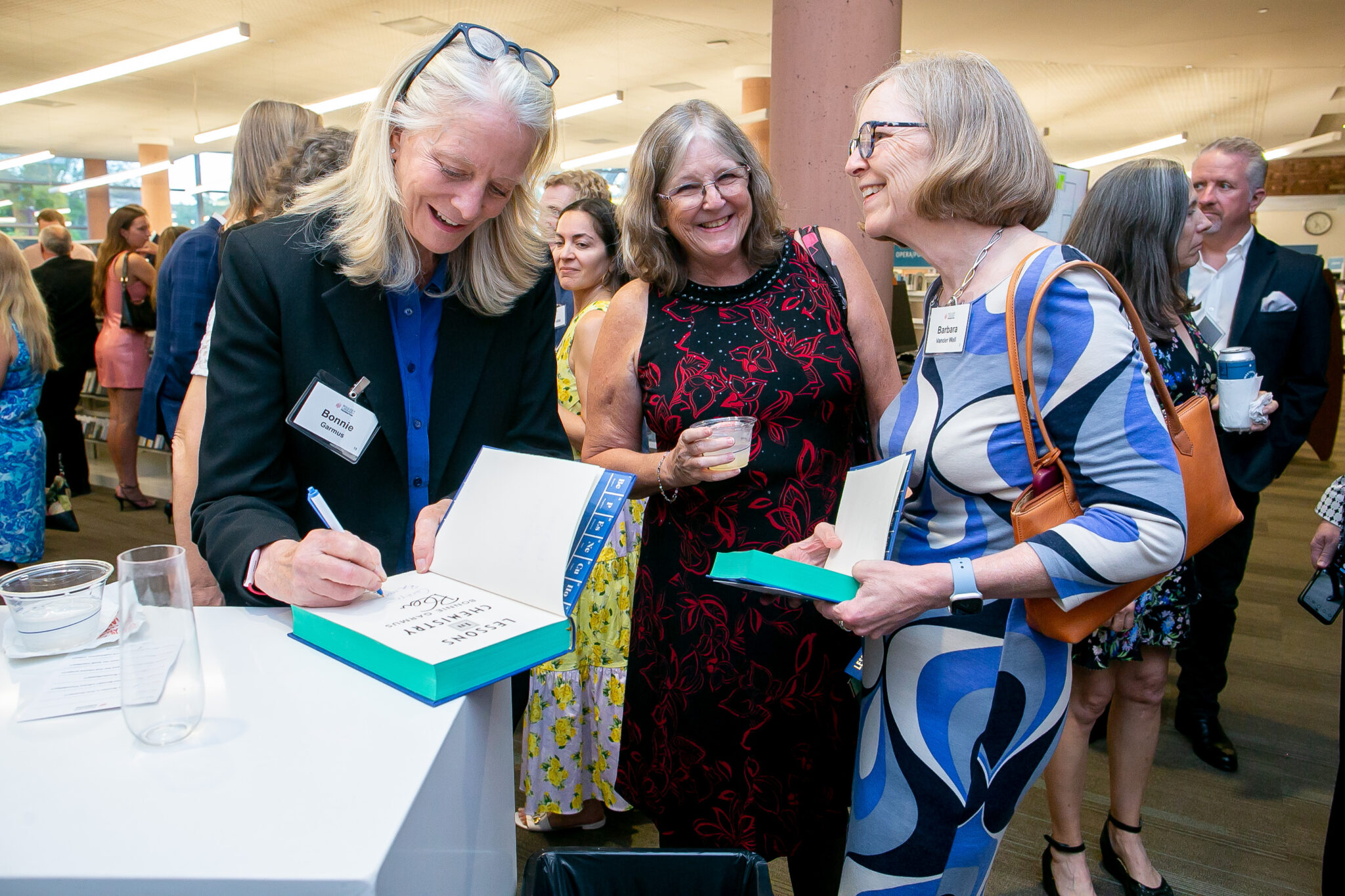 Author at signing event