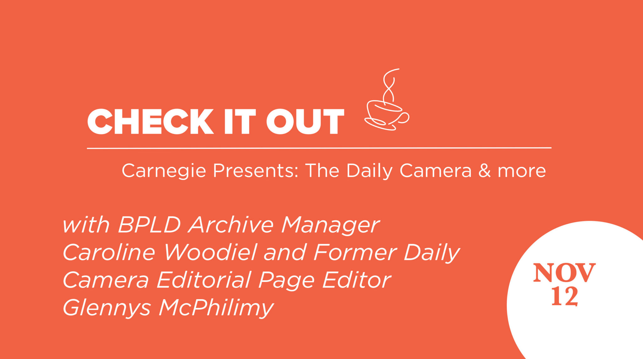 Check It Out: Carnegie Presents on Nov 12